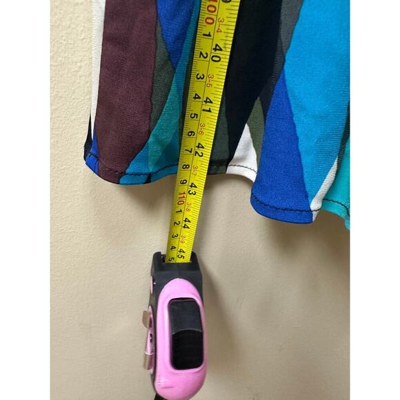 NWT Calvin Klein US 12 Sapphire Blue Geometric Sleeveless V-Neck Office Stretch - Picture 9 of 11